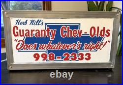 Original Vintage Herb Nill's Chev Olds dealer decal now a Lighted Sign