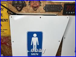 Original Vintage Porcelain Sign Restroom Ladies Men Door Knob NOS Double Sided