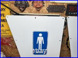 Original Vintage Porcelain Sign Restroom Ladies Men Door Knob NOS Double Sided