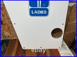 Original Vintage Porcelain Sign Restroom Ladies Men Door Knob NOS Double Sided