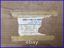 Original Vintage Porcelain Sign Restroom Ladies Men Door Knob NOS Double Sided