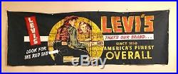 Original Vintage Selvedge Levis Advertisement Banner Mid Century Cowboy Cowgirl