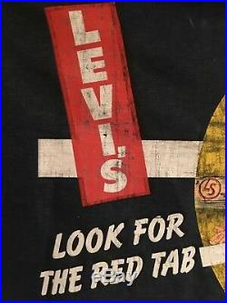 Original Vintage Selvedge Levis Advertisement Banner Mid Century Cowboy Cowgirl