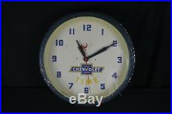 Original vintage CHEVY TIME Chevrolet neon dealership clock sign