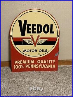 Original vintage Veedol motor oils sign rare old advertising gas and oil