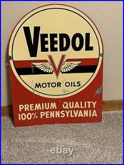 Original vintage Veedol motor oils sign rare old advertising gas and oil