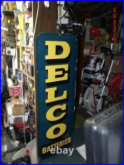 Original vintage metal gas oil signs delco battery fifties veary good used -sale