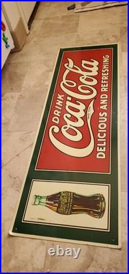 Originql Vintage Coca-Cola Drink Sign Delicious and Refreshing Display 37x12 Originql Vintage Coca-Cola Drink Sign Delicious and Refreshing Display 37x12