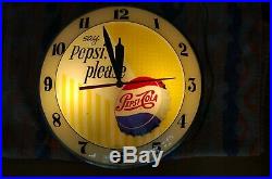 PEPSI COLA DOUBLE BUBBLE Lighted 15 Clock sign Vintage