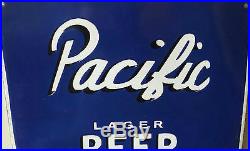 Pacific Lager Heavy Porcelain Sign/vintage/rainier Brewing Co
