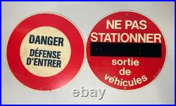 Pair of Genuine vintage French Street Signs 1980s no parking do not enter 30cm