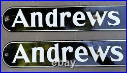 Pair of Vintage Porcelain Advertising Signs Andrews Adv