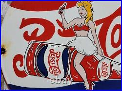 Pepsi Cola Vintage Porcelain Sign Carbonated Beverage Soda Soft Drink Pop Store