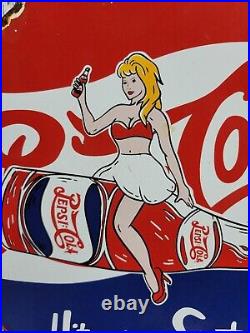 Pepsi Cola Vintage Porcelain Sign Carbonated Beverage Soda Soft Drink Pop Store