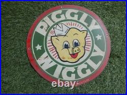 Piggly Wiggly Porcelain Advertising Sign 16'' Inches