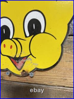 Piggly Wiggly Vintage Porcelain Sign Gas & Oil Diecut Pig Soda Food Store Market Piggly Wiggly Vintage Porcelain Sign Gas & Oil Diecut Pig Soda Food Store Market