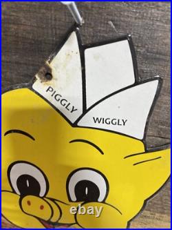 Piggly Wiggly Vintage Porcelain Sign Gas & Oil Diecut Pig Soda Food Store Market Piggly Wiggly Vintage Porcelain Sign Gas & Oil Diecut Pig Soda Food Store Market