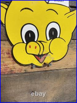 Piggly Wiggly Vintage Porcelain Sign Gas & Oil Diecut Pig Soda Food Store Market Piggly Wiggly Vintage Porcelain Sign Gas & Oil Diecut Pig Soda Food Store Market