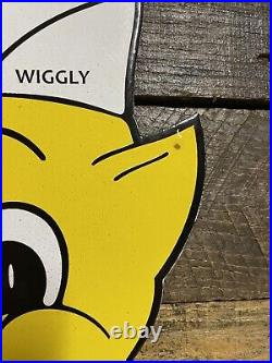 Piggly Wiggly Vintage Porcelain Sign Gas & Oil Figural Diecut Food Store Market