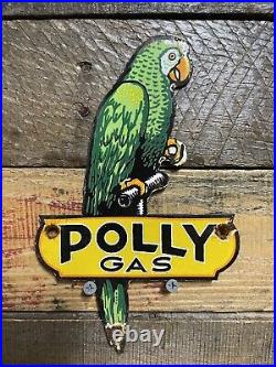 Polly Gasoline Vintage Porcelain Advertising Sign Gas & Oil Service Station Lube