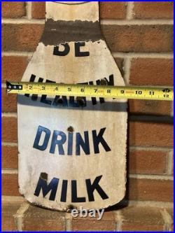Porcelain Sign 1930s Original. Large Sign. Dairy Farm. Vintage. Be Healthy Drink