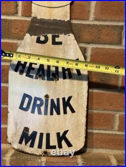 Porcelain Sign 1930s Original. Large Sign. Dairy Farm. Vintage. Be Healthy Drink