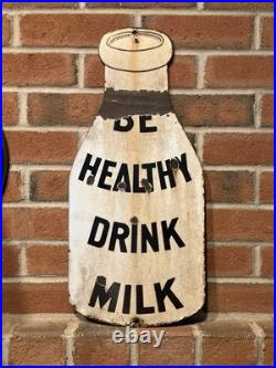 Porcelain Sign 1930s Original. Large Sign. Dairy Farm. Vintage. Be Healthy Drink