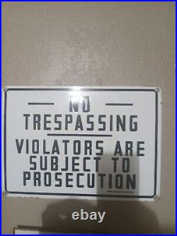 Porcelain Sign, Vintage Sign, Signage, No Trespassing Sign, 1950's