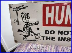 Porcelain hunting sign vintage 22×10