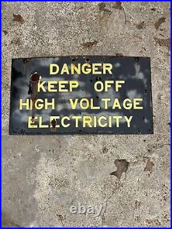 Porcelain sign, Vintage Sign, High Voltage Sign, Electrical Sign, Antique Sign