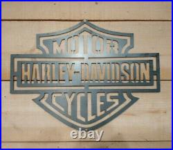 Premium HARLEY DAVIDSON MOTORCYCLE Logo Metal Sign Hand Finished Wall ART BIKE