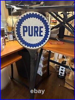 Pure Oil Sign Wooden on 42 inch stand from Gas station Vintage advertising