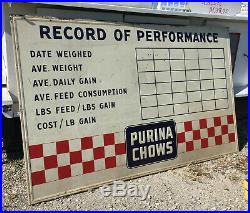Purina Chows Record of Performance Metal Sign 94 x 58 vintage hog cattle farm