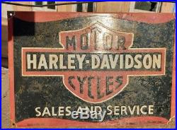 RARE 1930's Old Vintage Harley Davidson Motorcycle Porcelain Enamel Sign Board