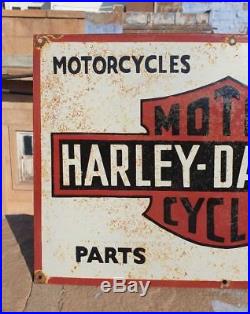 RARE 1930's Old Vintage Harley Davidson Motorcycle Porcelain Enamel Sign Board