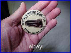 RARE ANTIQUE CELLULOID POWERS & WALKER CASKET CO. Grand Rapids Michigan SIGN
