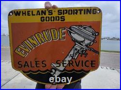 RARE VINTAGE EVENRUDE SALES SERVICE PORCELAIN SIGN 9.5x11