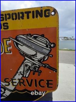 RARE VINTAGE EVENRUDE SALES SERVICE PORCELAIN SIGN 9.5x11