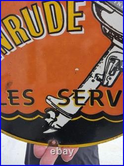 RARE VINTAGE EVENRUDE SALES SERVICE PORCELAIN SIGN 9.5x11
