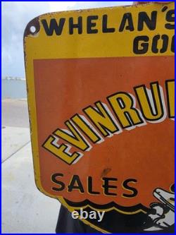 RARE VINTAGE EVENRUDE SALES SERVICE PORCELAIN SIGN 9.5x11