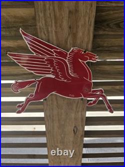 RARE VINTAGE MOBIL PEGASUS HORSE T-53 PORCELAIN SIGN 12x9.5