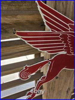 RARE VINTAGE MOBIL PEGASUS HORSE T-53 PORCELAIN SIGN 12x9.5