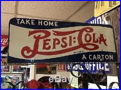 RARE Vintage 1939 Pepsi Cola Double Dot 2 Sided Advertising Flange Sign ORIGINAL