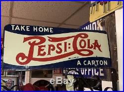 RARE Vintage 1939 Pepsi Cola Double Dot 2 Sided Advertising Flange Sign ORIGINAL