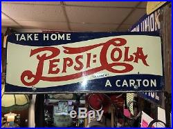 RARE Vintage 1939 Pepsi Cola Double Dot 2 Sided Advertising Flange Sign ORIGINAL