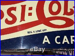 RARE Vintage 1939 Pepsi Cola Double Dot 2 Sided Advertising Flange Sign ORIGINAL