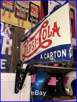 RARE Vintage 1939 Pepsi Cola Double Dot 2 Sided Advertising Flange Sign ORIGINAL