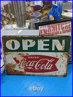 RARE Vintage 1950s Coca Cola Sign 2 Sided Open / Close