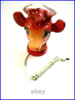 RARE Vintage 1960s's BORDEN'S ICE CREAM Elsie The Cow Light Up Sign Lamp