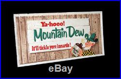 RARE Vintage 1965 Stout Embossed Metal Mountain Mt. DEW 35 X 17 Hillbilly Sign